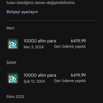 Google Play Geri İade Yapılmasına Rağmen Tutar Hesabıma Geçmemiştir