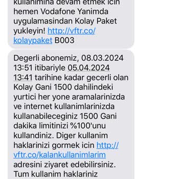 Vodafone 1500 Dakikalık Paketimin Hızla Tükenmesi