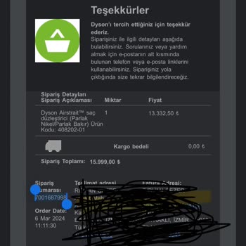 Dyson Satın Alınan Ürünü Teslim Etmiyor