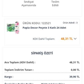 Avansas Eksik Gelen Ürün