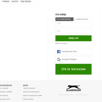 Slazenger Kendi İnternet Sitesinde Üyelik Açmada Tüketiciyi Yanıltıyor