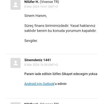 Vivense Para İadesi Yapılmıyor