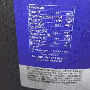 Sırma PH Değeri Yazmıyor