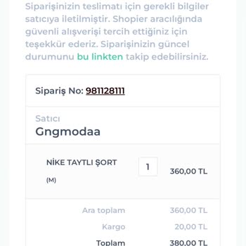 Gng. Modaa (Instagram) Ürün Kargoya Verilmedi