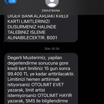 Ziraat Bankası Ziraat Kredi Limiti Yükseltme