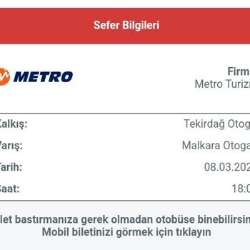 Obilet Metro Turizm 18:00 Sefer Otobüsünün Otogara 18:30dan Sonra