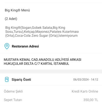 Tıkla Gelsin Fatura Teslimi Hakkında.