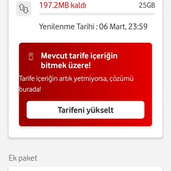 Vodafone MB Aşım Hatası