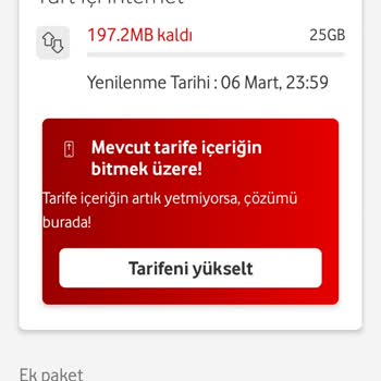 Vodafone MB Aşım Hatası