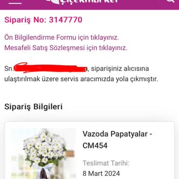 Çiçek Market Sipariş İptali Ve Para İadesi