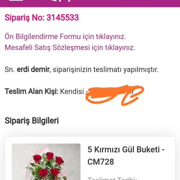 Çiçekmarket.com Teslim Edilmeyen Siparişimi Tamamlandı Gösteriyor