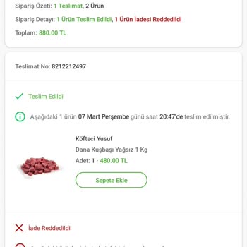 Trendyol Köfteci Yusuf Eksik Sipariş Geldi İptal Etmiyorlar.