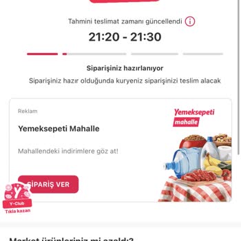Yemeksepeti Yemek Sepetinin Sipariş Getirmemesi Ve İptal De Etmemesi.