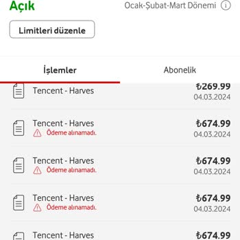 Vodafone Faturamın İptal Olmasını İstiyorum