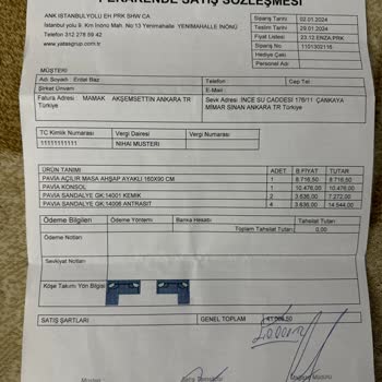 Enza Home Parasını Ödediğim Masa Sandalye Takımını Teslim Etmedi