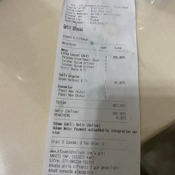 KFC Eksik Sipariş Ve Yabancı Madde