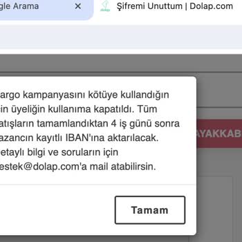 Dolap Satışımdaki Kazanç IBAN Hatası Yüzünden İletilmedi