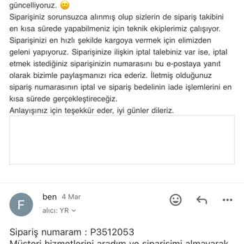 Yves Rocher Sipariş İptali Sorunu