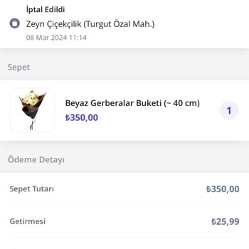 Getir Uygulaması, Kadınlar Gününde Parasını Çekip Çiçeğimi Yollamadı!