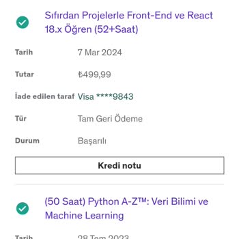 Udemy Geciken Para İadesi