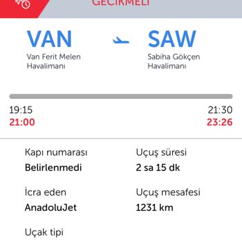 Anadolu Jet İptal Olan Uçuş