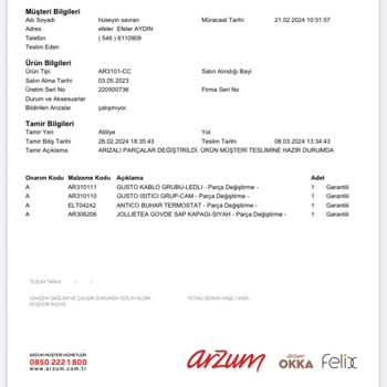 Arzum Yetkili Servisin Çaycımı Kullanması, Kozmetik Hasar Vermesi