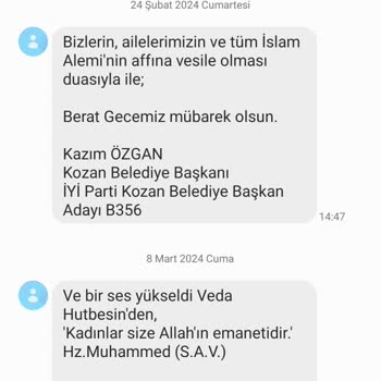 Kozan Belediyesinden Artık Mesaj Almak İstemiyorum