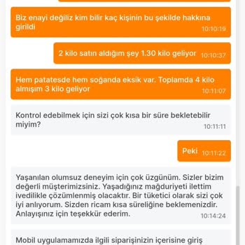 Migros Hemen Üzerinden Eksik Yollanan Sebzeler
