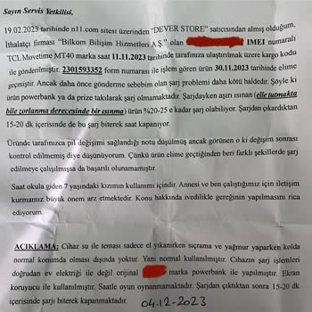 KVK Servis Kontrol Etmeden Ürün Gönderiyor. Onarım Yapılmamış