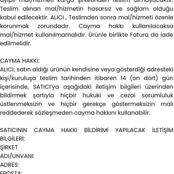 Soft And Pure Scarfs 14 Günlük Cayma Süreci İçerisinde İade Kabul Etmiyorlar