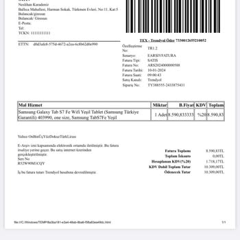 Samsung Telefon Galaxy TAB S7 Fe Spen Çalışmıyor