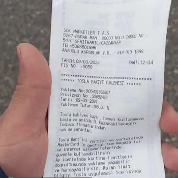 Tosla Şoktan Para Yükledim 185 TL Kartıma Gelmedi
