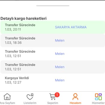 Sürat Kargo Kargom 1 Haftadır Aynı Yerde Gözüküyor