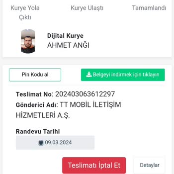 Dijital Kurye Teslimatı Gerçekleştirmedi. İlgilenmedi.