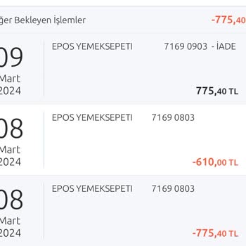 Yemeksepeti İade Talebi Oluşturdum