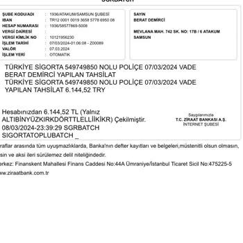 Ziraat Bankası İzinsiz Poliçe Kesti