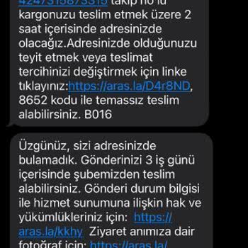 Aras Kargo Eve Gelmeyen Kargo Bakılmayan Anketler