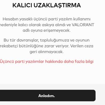 Valorant Hesabım Kalıcı Askıya Alındı