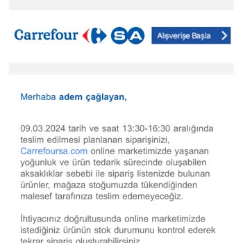 Order Cancellations by Carrefour & Customer Service Failure