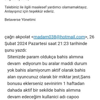 Betaverse Bonus Eklemesi, Çekim Çok Geç Ödeniyor