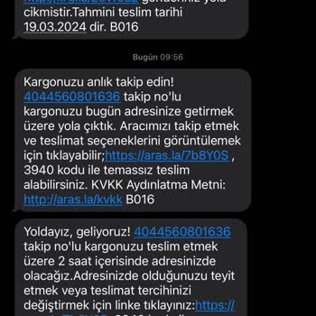 Aras Kargo Menemen Şubesi Adreslere Gelmemektedir