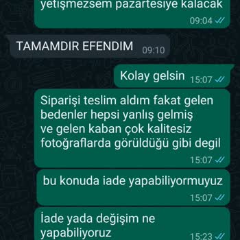 Bey'lik Kombin Kalitesiz Ve Yanlış Beden Ürün Gönderimi Muhatap Yok!