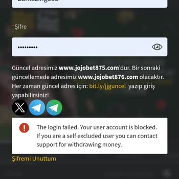 Jojobet 100000 TL Çekim Sonrası Hesap Blokesi