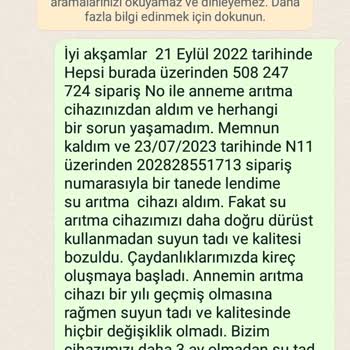 Hanedan Su Arıtma 1 İle 3 Ayda Bozuldu. Ürününün Arkasında Durmadı