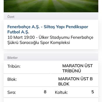 Passolig Fenerbahçe Pendik Spor Maç Bileti