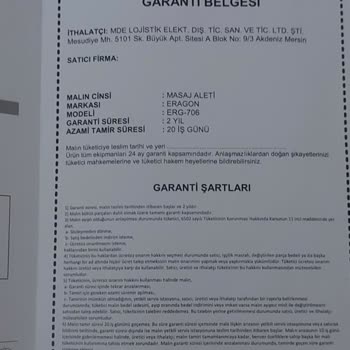 Eragon Ticaret Masaj Aleti Çürük Mal!