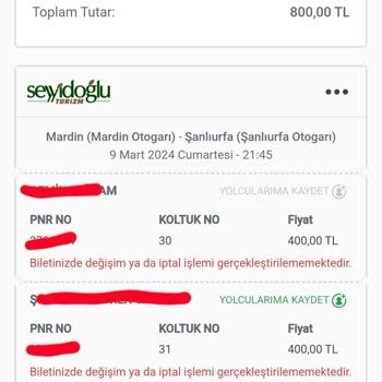 Obilet.com'un Bileti İptal Ettirmemesi