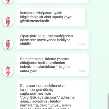Tıkla Gelsin İşlem Gözükmemesi İçin İade Talebi