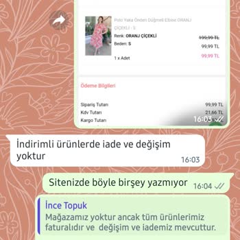 İncetopuk.com Sipariş Öncesi İade Var Demelerine Rağmen İade Yapmadı