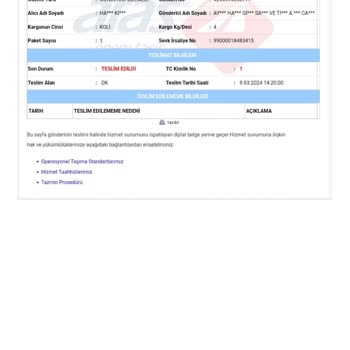 Aras Kargo Teslim Edilmeyen Kargonun Teslim Edilmiş Olarak Gösterilmesi